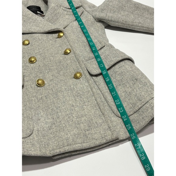 J Crew Stadium Cloth Peacoat Double Breasted Gold Buttons Grey Women 00 - Picture 8 of 12